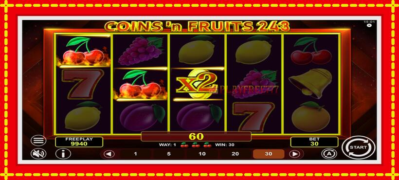 Slot machine Coinsn Fruits 243 with access to free game online, picture 3