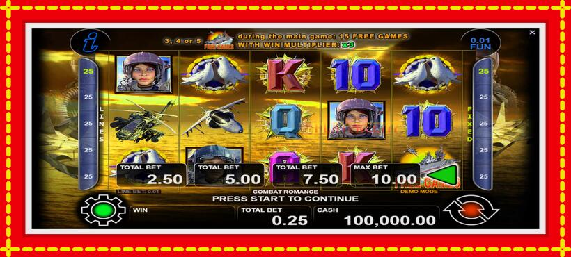 Slot machine Combat Romance with access to free game online, picture 1