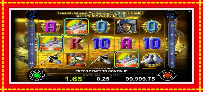 Slot machine Combat Romance with access to free game online, picture 2