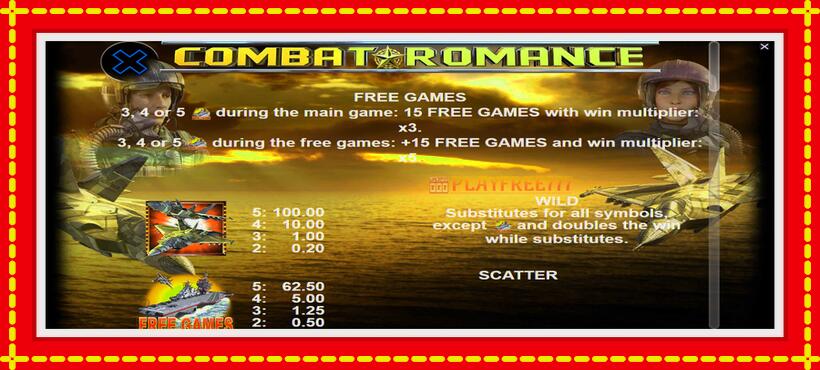 Slot machine Combat Romance with access to free game online, picture 5