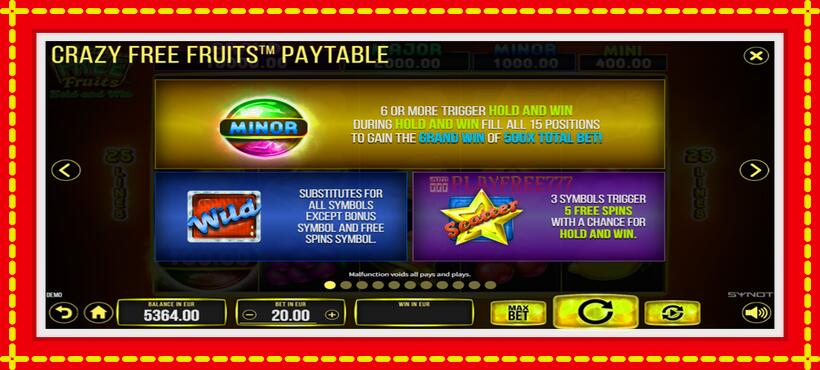 Slot machine Crazy Free Fruits with access to free game online, picture 4