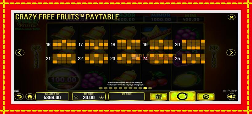 Slot machine Crazy Free Fruits with access to free game online, picture 7