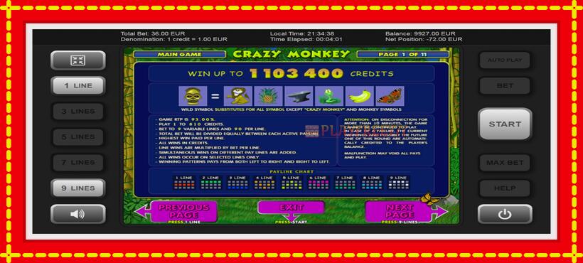 Slot machine Crazy Monkey with access to free game online, picture 4