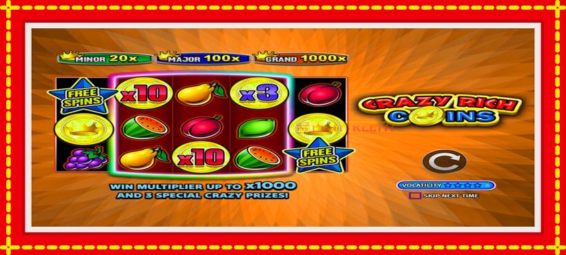 Slot machine Crazy Rich Coins with access to free game online, picture 1