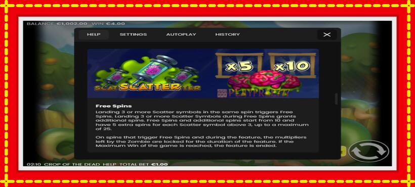 Slot machine Crop of the Dead with access to free game online, picture 6