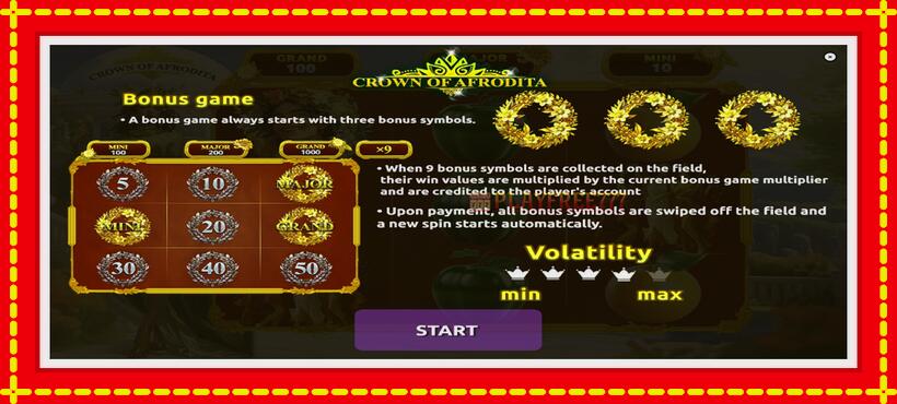 Slot machine Crown of Afrodita with access to free game online, picture 1