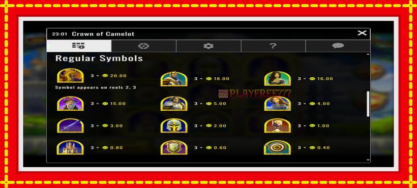 Slot machine Crown of Camelot with access to free game online, picture 5