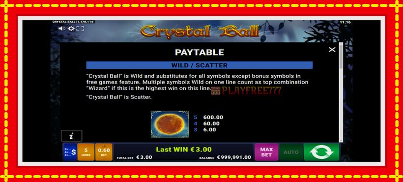 Slot machine Crystal Ball with access to free game online, picture 5