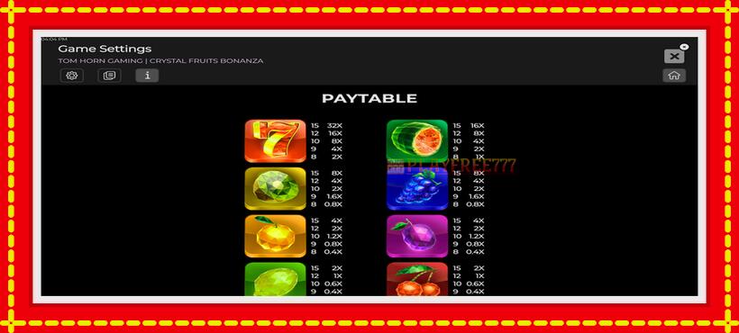 Slot machine Crystal Fruits Bonanza with access to free game online, picture 7