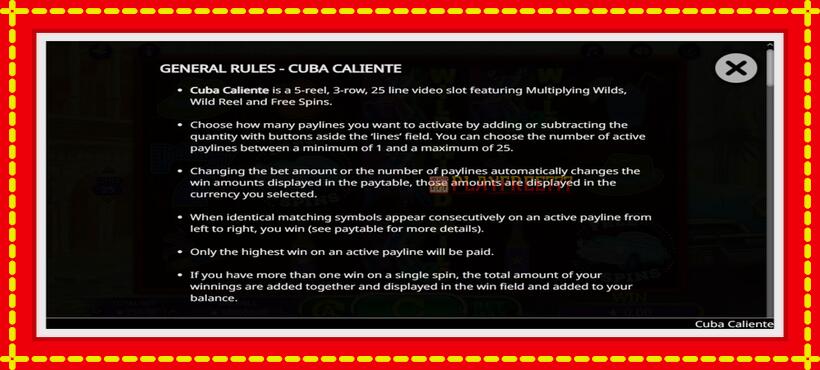 Slot machine Cuba Caliente with access to free game online, picture 1