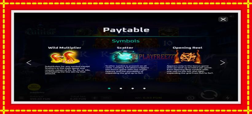 Slot machine Cultist with access to free game online, picture 4