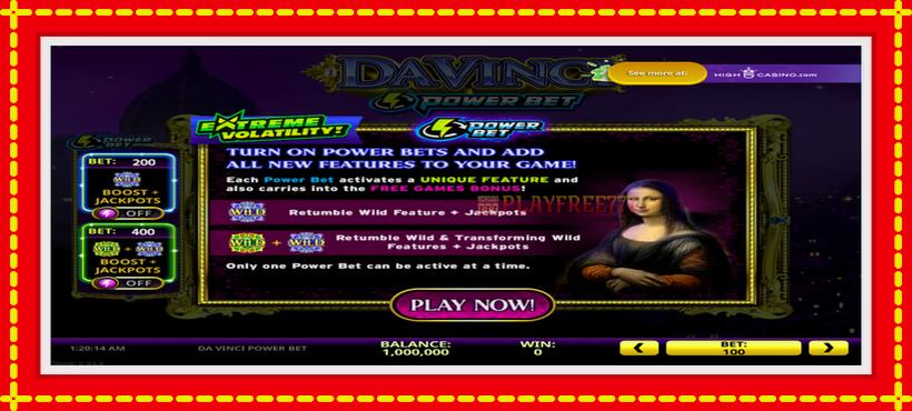 Slot machine Da Vinci Power Bet with access to free game online, picture 1