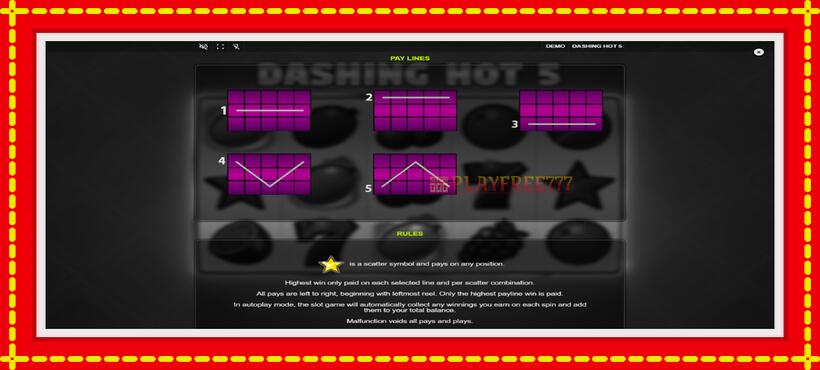 Slot machine Dashing Hot 5 with access to free game online, picture 6