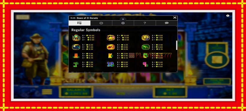 Slot machine Dawn of El Dorado with access to free game online, picture 6