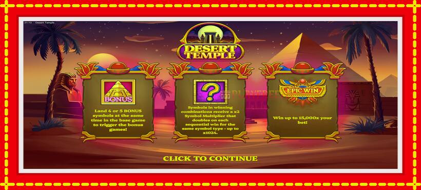 Slot machine Desert Temple with access to free game online, picture 1