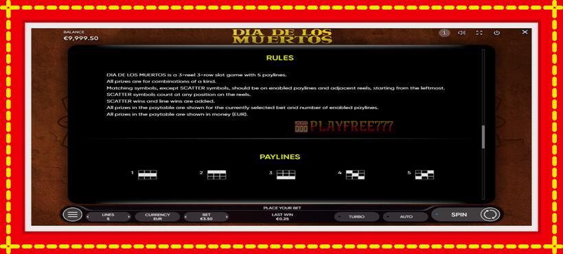 Slot machine Dia de Los Muertos with access to free game online, picture 7