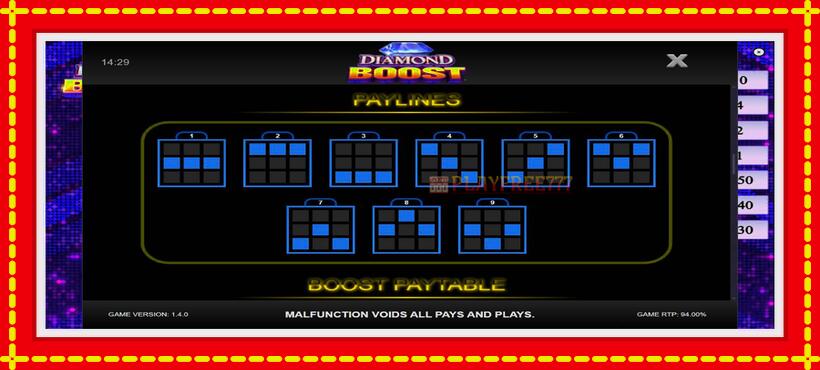 Slot machine Diamond Boost with access to free game online, picture 6