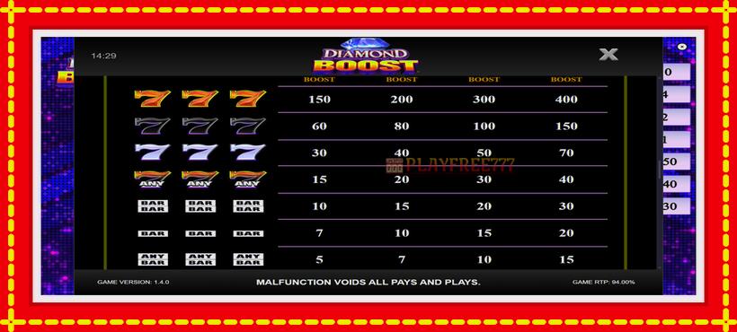 Slot machine Diamond Boost with access to free game online, picture 7