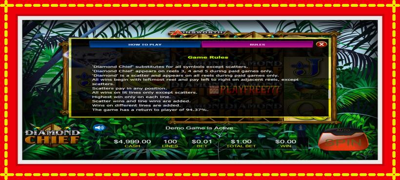 Slot machine Diamond Chief with access to free game online, picture 4