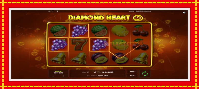 Slot machine Diamond Heart 40 with access to free game online, picture 2