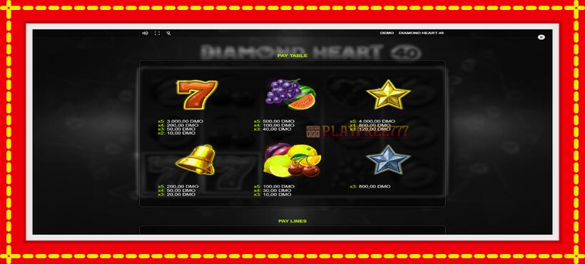 Slot machine Diamond Heart 40 with access to free game online, picture 5