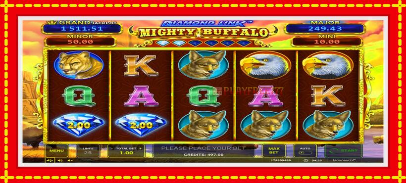 Slot machine Diamond Link Mighty Buffalo with access to free game online, picture 1