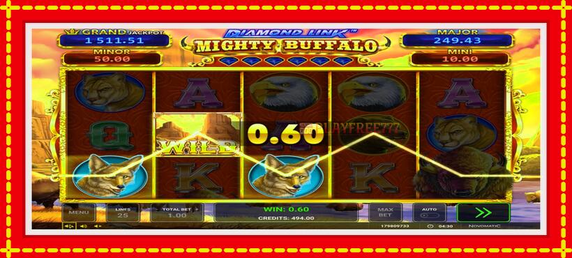 Slot machine Diamond Link Mighty Buffalo with access to free game online, picture 2