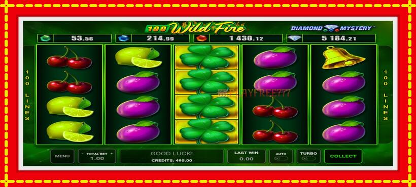 Slot machine Diamond Mystery 100 Wild Fire with access to free game online, picture 3