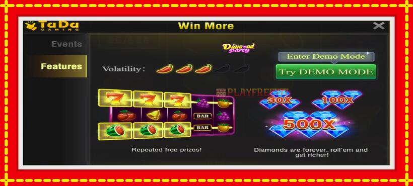 Slot machine Diamond Party with access to free game online, picture 4