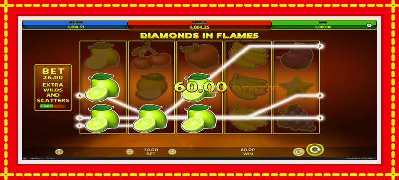 Slot machine Diamonds in Flames with access to free game online, picture 3