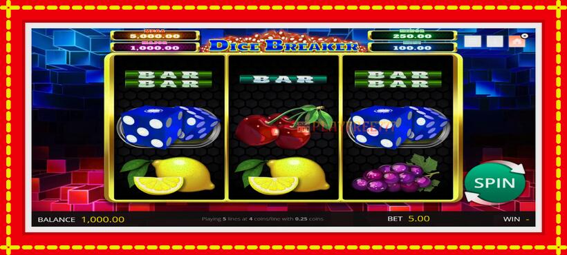 Slot machine Dice Breaker with access to free game online, picture 1