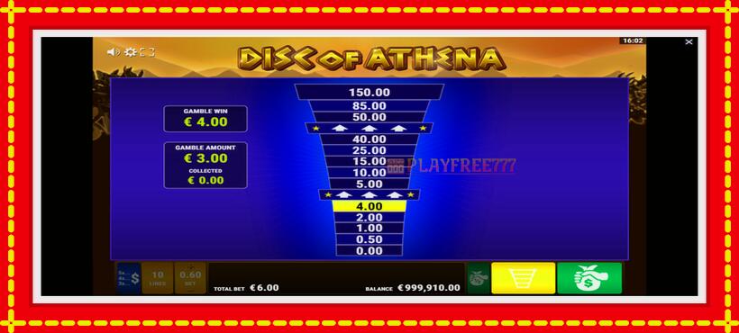 Slot machine Disc of Athena with access to free game online, picture 6