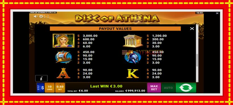 Slot machine Disc of Athena with access to free game online, picture 7