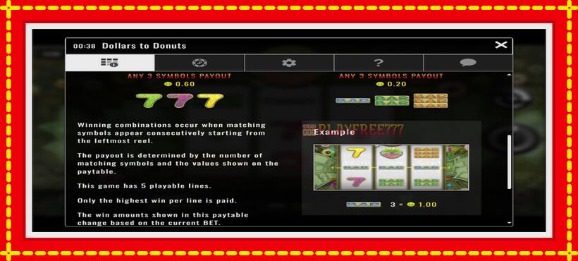 Slot machine Dollars to Donuts with access to free game online, picture 4