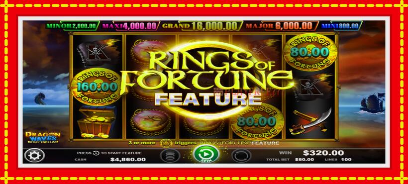 Slot machine Dragon Waves - Rings of Fortune with access to free game online, picture 3