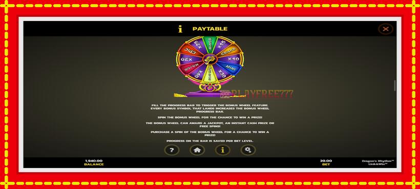 Slot machine Dragons Rhythm Link&Win with access to free game online, picture 5