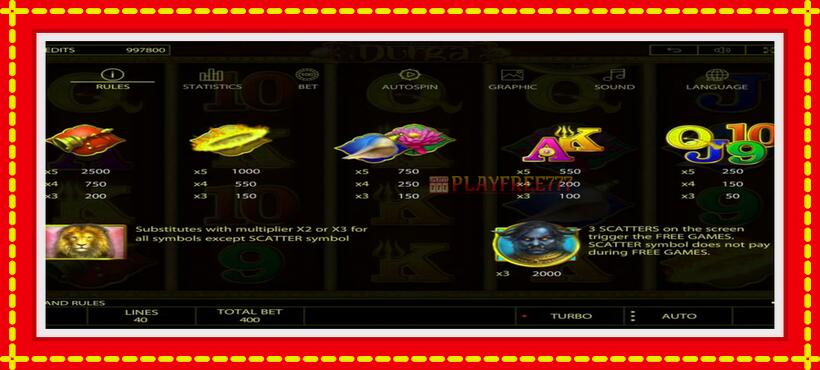 Slot machine Durga with access to free game online, picture 6