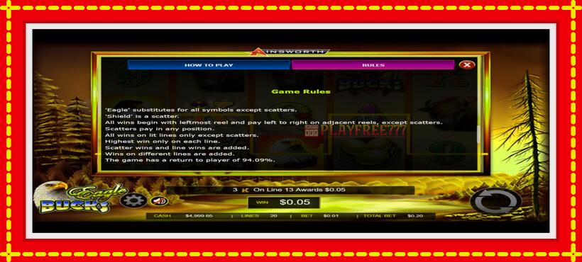 Slot machine Eagle Bucks with access to free game online, picture 4