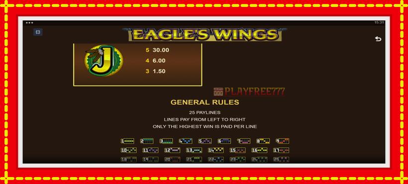 Slot machine Eagles Wings with access to free game online, picture 7