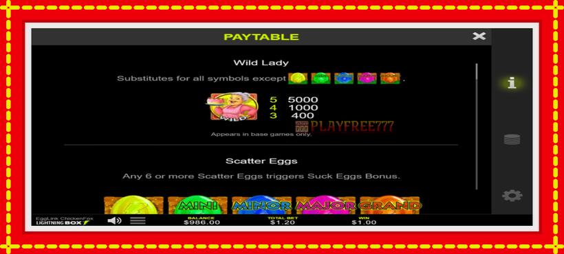 Slot machine EggLink ChickenFox with access to free game online, picture 4