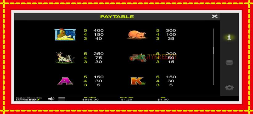 Slot machine EggLink ChickenFox with access to free game online, picture 7