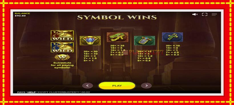 Slot machine Egypt Clusterbuster with access to free game online, picture 5