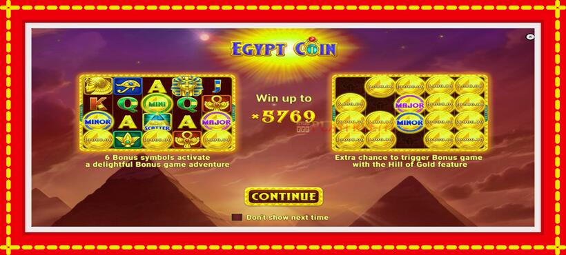 Slot machine Egypt Coin with access to free game online, picture 1