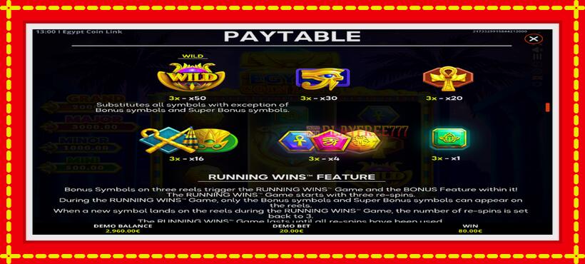 Slot machine Egypt Coin Link with access to free game online, picture 4