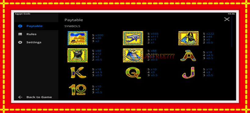 Slot machine Egypt Gods with access to free game online, picture 4