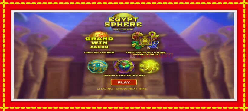 Slot machine Egypt Sphere with access to free game online, picture 1