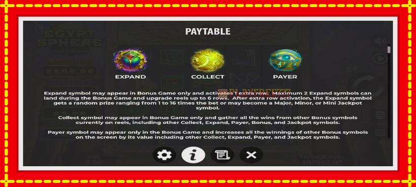 Slot machine Egypt Sphere with access to free game online, picture 4