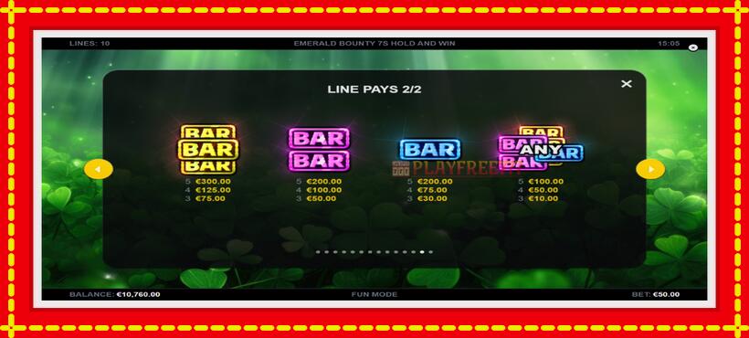 Slot machine Emerald Bounty 7s Hold and Win with access to free game online, picture 6