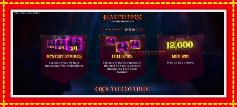 Slot machine Empress of the Shadows with access to free game online, picture 1