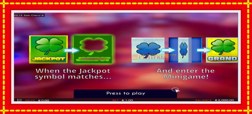 Slot machine Epic Cherry 6 with access to free game online, picture 1